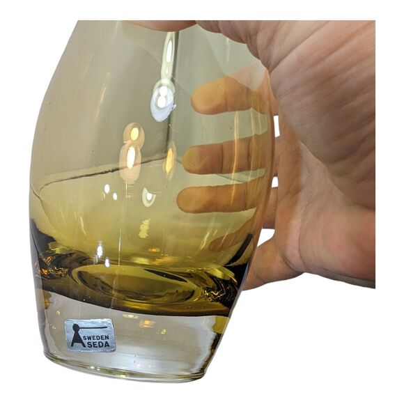 MCM ASEDA GLASS SVENSK FORM VASE BO BORGSTROM SWEDEN 9 3/4" SOMMERSO Smoky Amber - Picture 7 of 7
